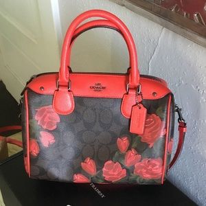Coach Mini Bennett Satchel w/ Red Roses